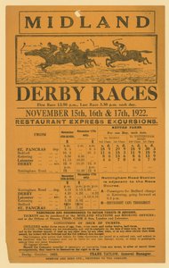 Annonce for jernbaneudflugt til Midland Derby Races, 15.-17. november 1922 af English School