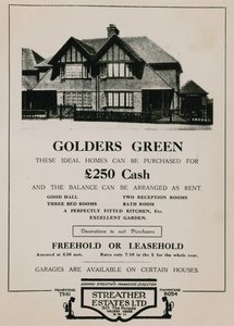 Annonce for køb af hus i Golders Green af English School