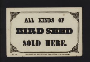 Anzeige: Alle Arten von Vogelfutter hier verkauft (Typ) von English School