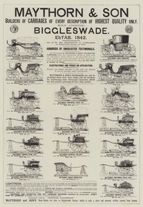 Annonce, Maythorn og Søns vogne (gravering) af English School