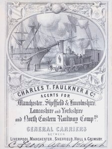Annonce for Charles T Faulkner and Company, agenter for jernbaneselskaber (litho) af English School