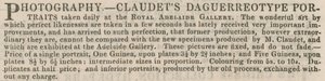 Annonce for Claudets Daguerreotype-portrætter af English School