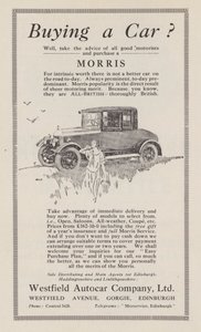 Annonce for Morris-biler, 1926 af English School