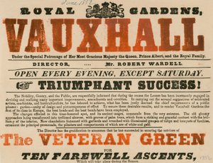 Annonce for Royal Garden, Vauxhall; Vauxhall Gardens, London af English School