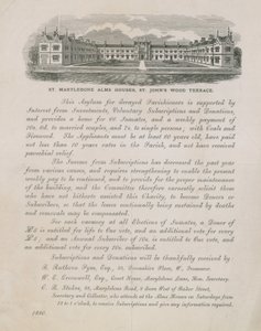 Annonce for St Marylebone Alms Houses af English School