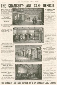 Annoncering for Chancery Lane Safe Deposit, 61-62 Chancery Lane, London; af English School