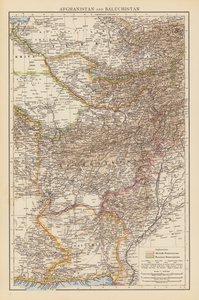 Afghanistan og Baluchistan (farvelitografi) af English School