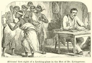 Afrikaner sehen zum ersten Mal einen Spiegel in der Hütte von Dr. Livingstone