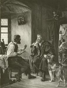 Albert Durer besøger Hans Sachs (gravering) af English School