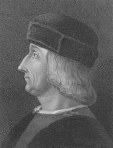 Aldus Manutius, efter et portræt af Bellini (stik) af English School