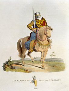 Alexander II, konge af Skotland (1198-1249) 1214, fra Ancient Armor af Samuel Rush Meyrick, 1824 af English School