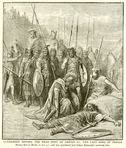 Alexander før det døde legeme af Darius III, den sidste konge af Persien af English School