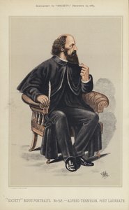 Alfred Tennyson, Poet Laureate (farve litho) af English School
