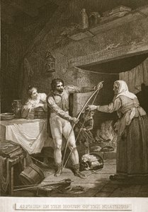 Alfred in the House of the Neatherd, illustration fra David Humes The History of England, pub. af R. Bowyer, London, 1812 af English School