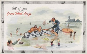 Alt på havet med Cross Word Craze (farve litho) af English School