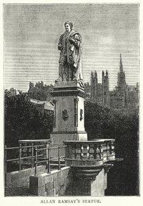 Allan Ramsays statue (gravering) af English School