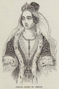 Amelia, dronning af Grækenland (gravering) af English School