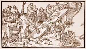 An Irish Banket, 1581 (sepia foto) af English School