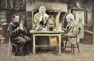 Et irsk hjem (farve litho) af English School