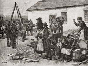 En irsk familie bliver smidt ud af deres hjem på grund af manglende betaling af husleje, Irland af English School