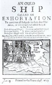 Et gammelt skib kaldet en formaning, Charles I fængslet på Carisbrooke Castle på Isle of Wight, ca. 1647 af English School