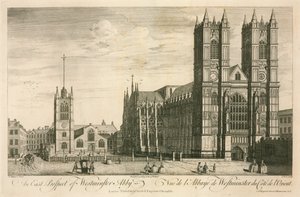 En østlig udsigt til Westminster Abbey, London af English School