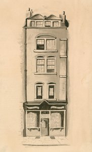 En original akvareltegning af 18 Strand, Westminster, London, fødested for Charles Matthews, komiker (wc på papir) af English School