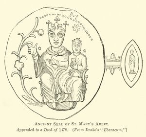 Ancient Seal of St Marys Abbey  af English School