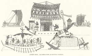 Gamle skibe, faksimile fra et egyptisk maleri (gravering) af English School