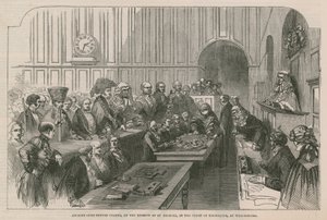 Gamle borgerlige skik, på spejlet af St Michael, i Court of Exchequer, i Westminster af English School