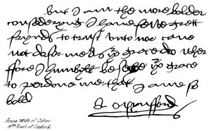 Anne, kone til John, 4. jarl af Oxford af English School