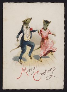 Antropomorfe mus, der danser (chromolitho) af English School