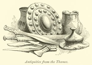 Antiquities from the Thames  af English School
