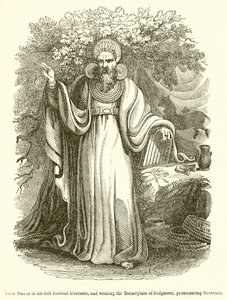 Arch Druid i sit fulde retsdragt og iført dommens brystskjold, udtaler sætning af English School
