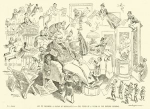 Er vi ved at blive en nation af begyndere?, visionen om et offer for tiggeriepidemien (gravering) af English School