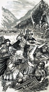 Arminius, den tyske prins, kæmper mod romerne af English School