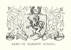 Harrow Skoles våbenskjold (gravering) af English School
