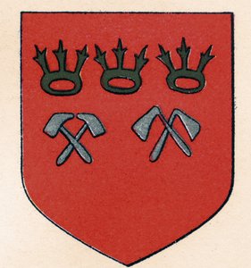 Arms of the Masons of Cologne, fra The History of Freemasonry, bind II, udgivet af Thomas C. Jack, London, 1883 af English School