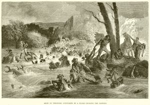 Army of Theodore overhalet af en oversvømmelse, der krydser Bashilo af English School