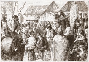 Arnold of Brescia Preaching, illustration fra The History of Protestantism af James Aitken Wylie (1808-1890), pub. 1878 af English School