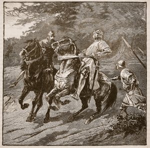 Arrestering af kong Richard, illustration fra Cassells Illustrated History of England (sepia foto) af English School