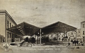 Ankomst- og afgangsskure, Euston 1838 af English School