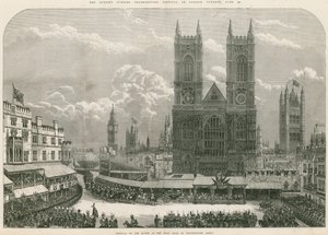 Dronning Victorias ankomst ved vestdøren til Westminster Abbey af English School