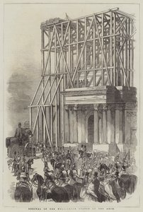 Ankomst af Wellington-statuen ved buen (gravering) af English School