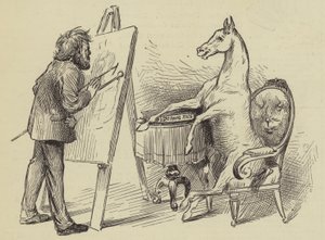 Kunstner malende hest (gravering) af English School