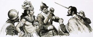 Atahualpa, inkaernes gudekonge, kom for at møde de invaderende spaniere på en venlig måde af English School
