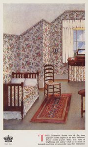Loftsværelse (farve litho) af English School