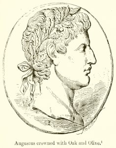 Augustus kronet med eg og oliven af English School