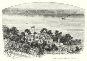 Australien: Government House, Perth (gravering) af English School