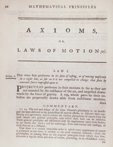 Aksiomer eller bevægelseslove fra bind I af Naturfilosofiens matematiske principper af Sir Isaac Newton (1642-1727) 1777 af English School